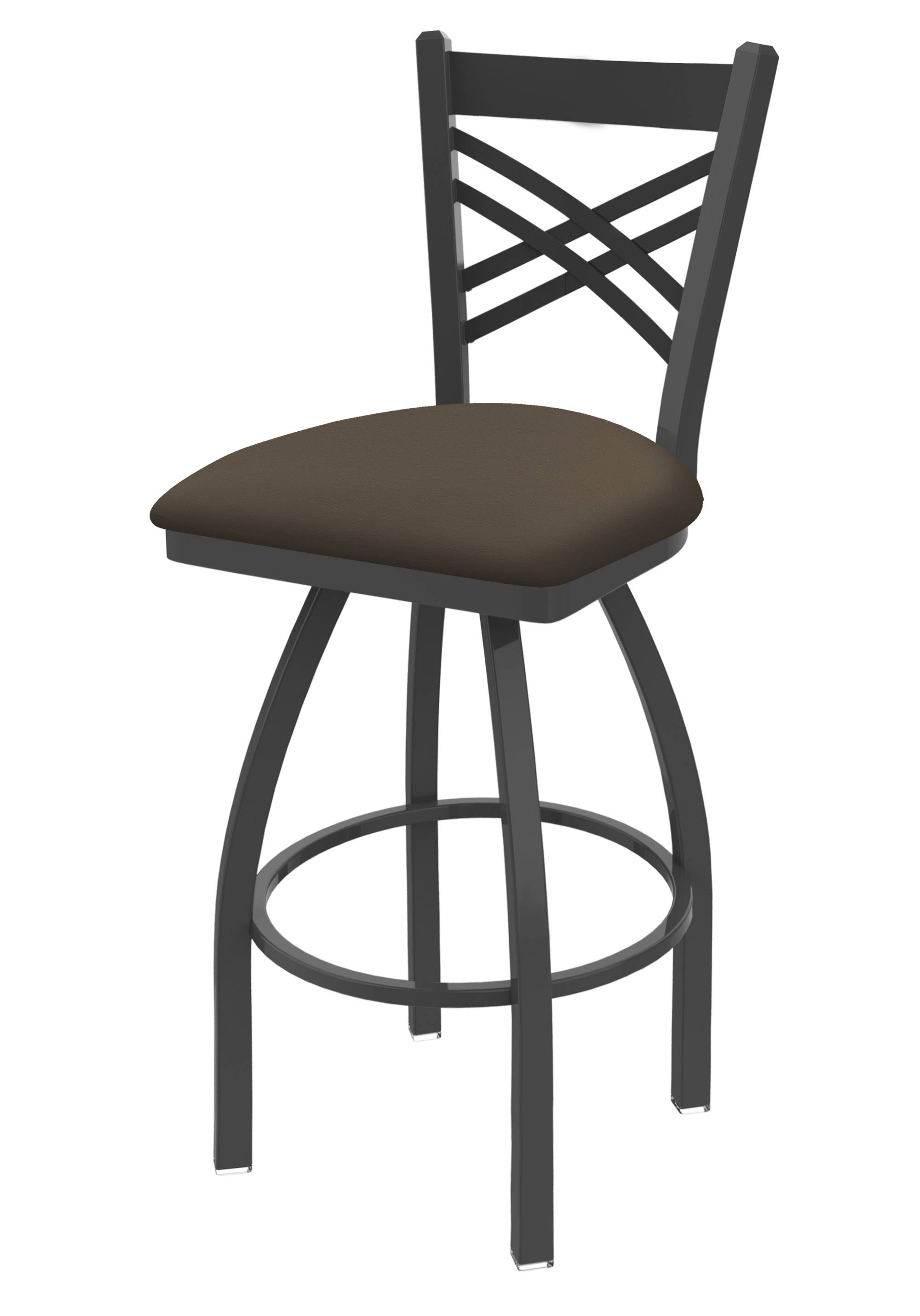 Swivel Bar Stool with Pewter Finish and Canter Earth Seat C664782
