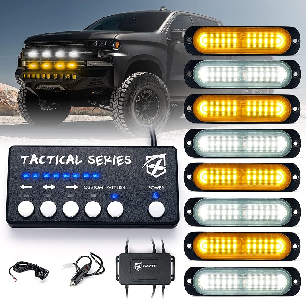 White Amber LED Strobe Light Kit 8PCS F257