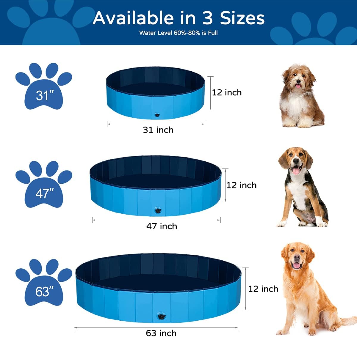 Foldable Dog Pet Swimming Pool of Hard PVC Plastic F96260