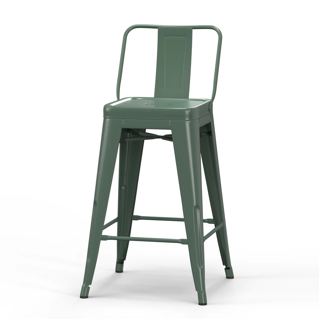 24" Industrial Metal Counter Stool in Sage Green (Set of 4) P60422