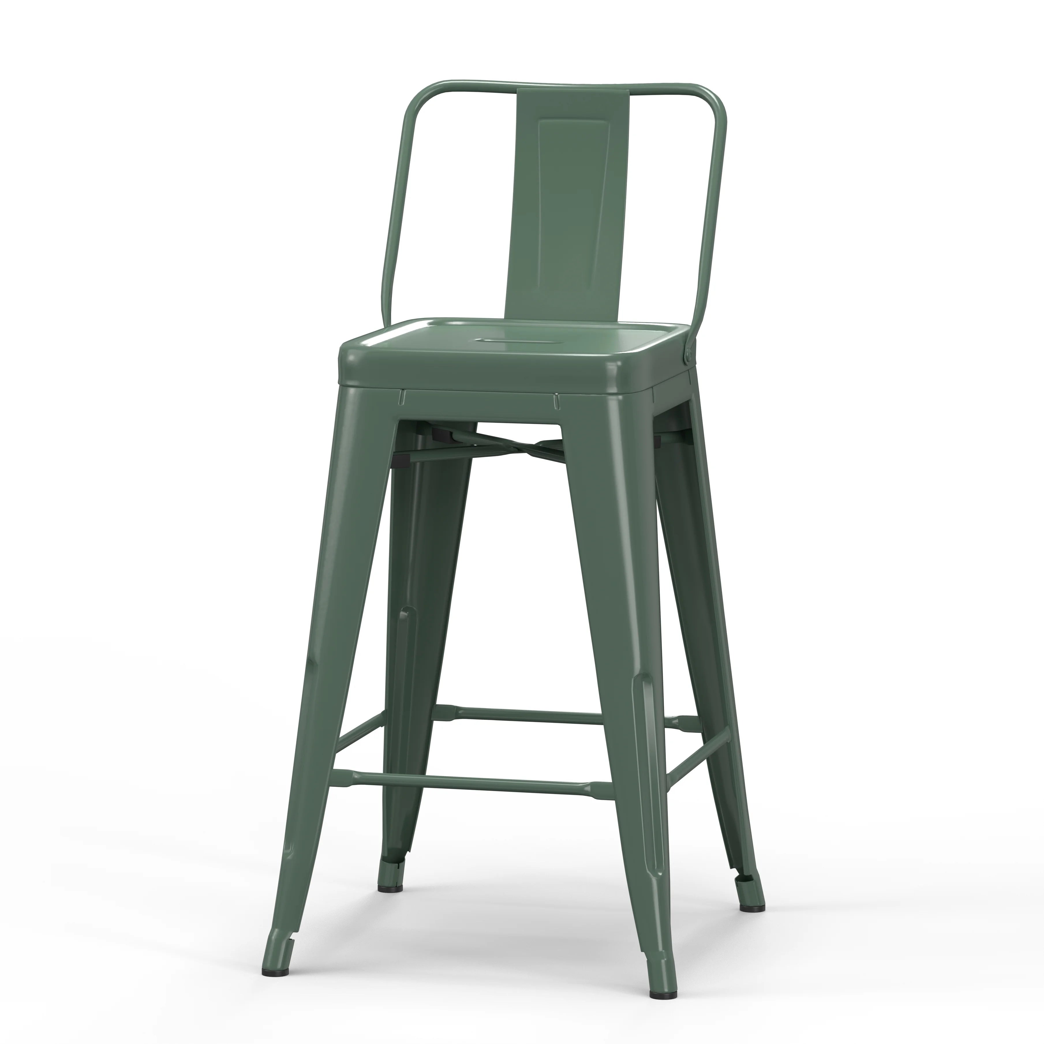 24" Industrial Metal Counter Stool in Sage Green (Set of 4) P60422