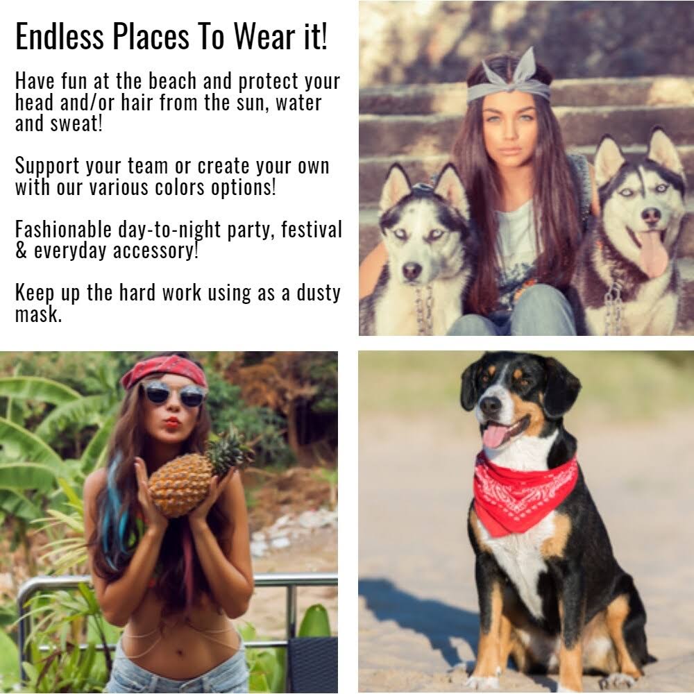96 Pack Black 100% Polyester Bandanas P65376