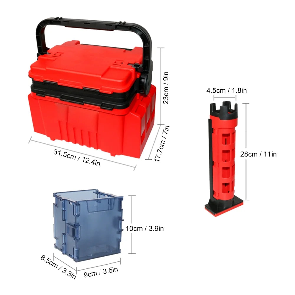 Fishing Box Travel Fishing Case with Bottle Holder and Rod Stands Tubes I2621