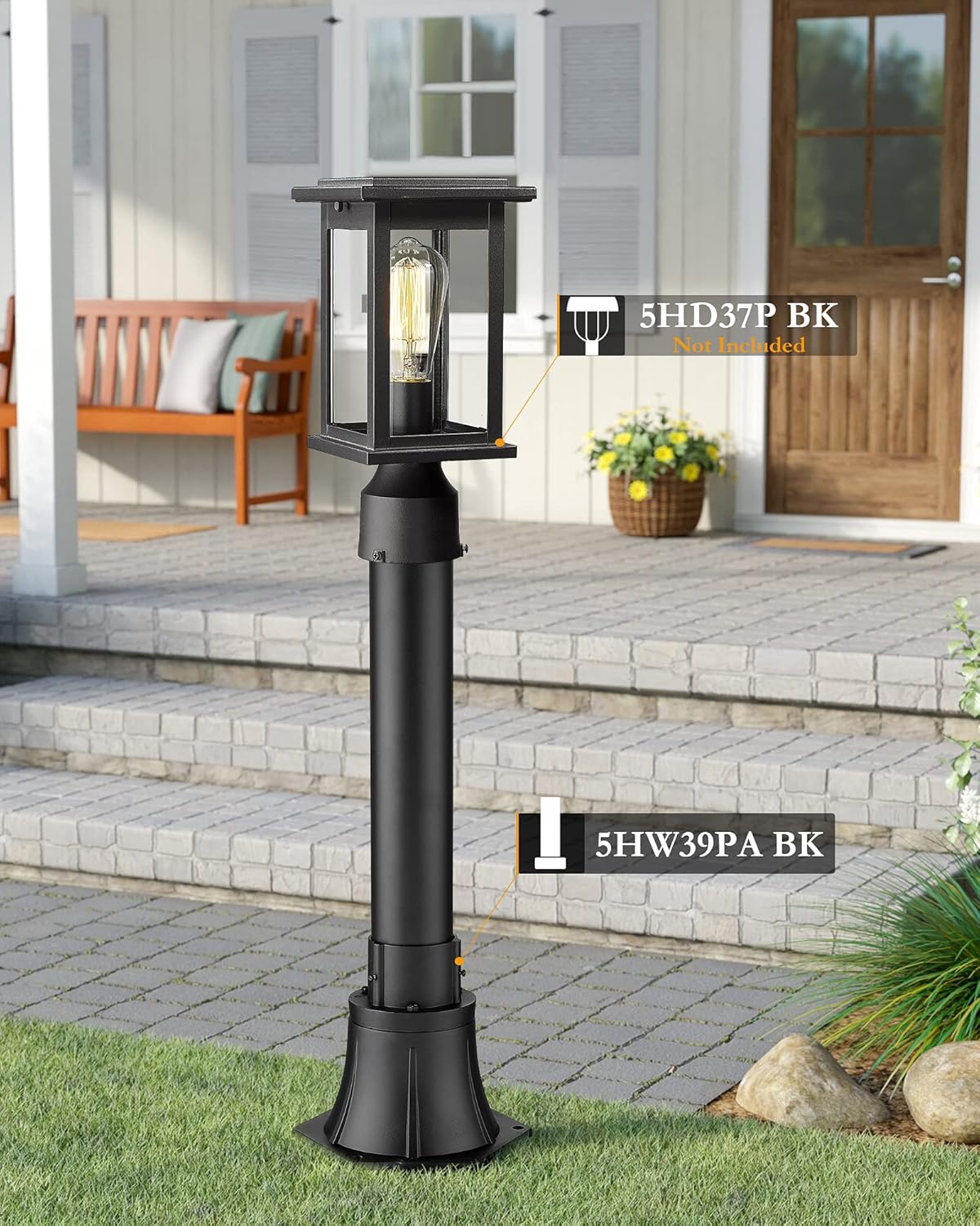 Black Cast Aluminum Post Light Mount Base Adapter, Pack of 2 I2325