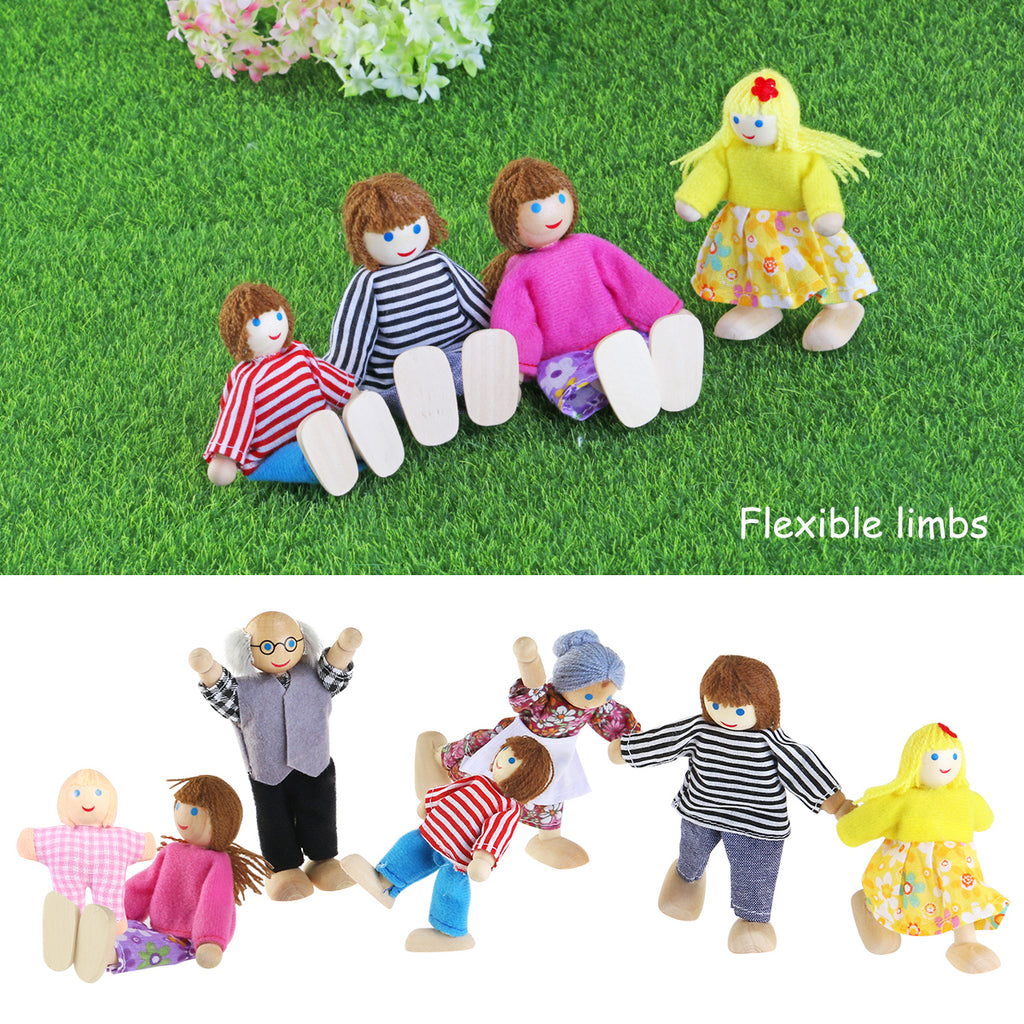 7pcs Wooden Dolls Pretend Play Set A953012