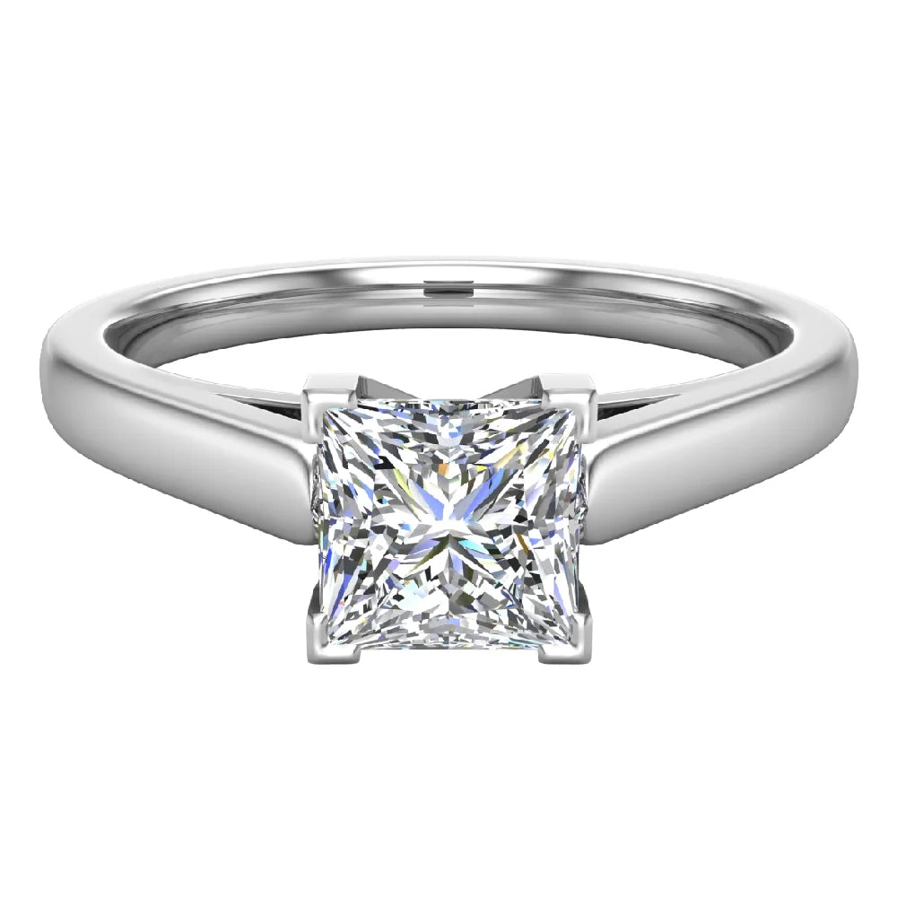 GIA Certified Princess Solitaire Diamond Ring 18K White Gold 0.75 Carat V627