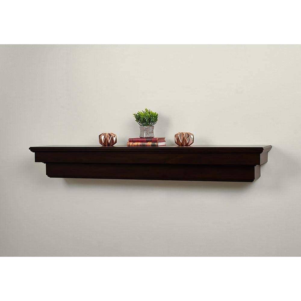 Aged Espresso Fireplace Mantel Shelf with Corbel and Arch H94055