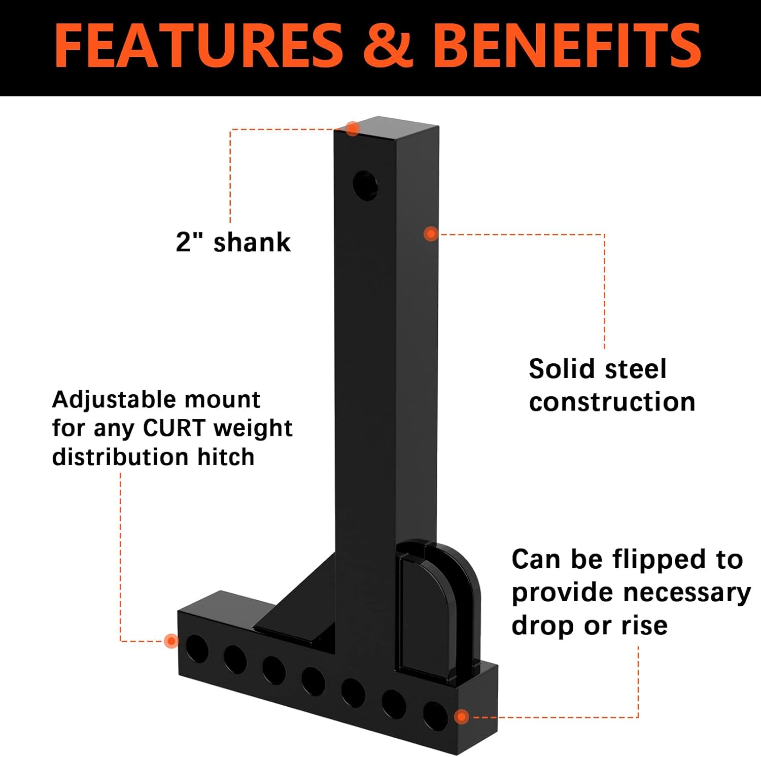 Weight Distribution Hitch Shank, 2-Inch Receiver, 6-Inch Rise D666