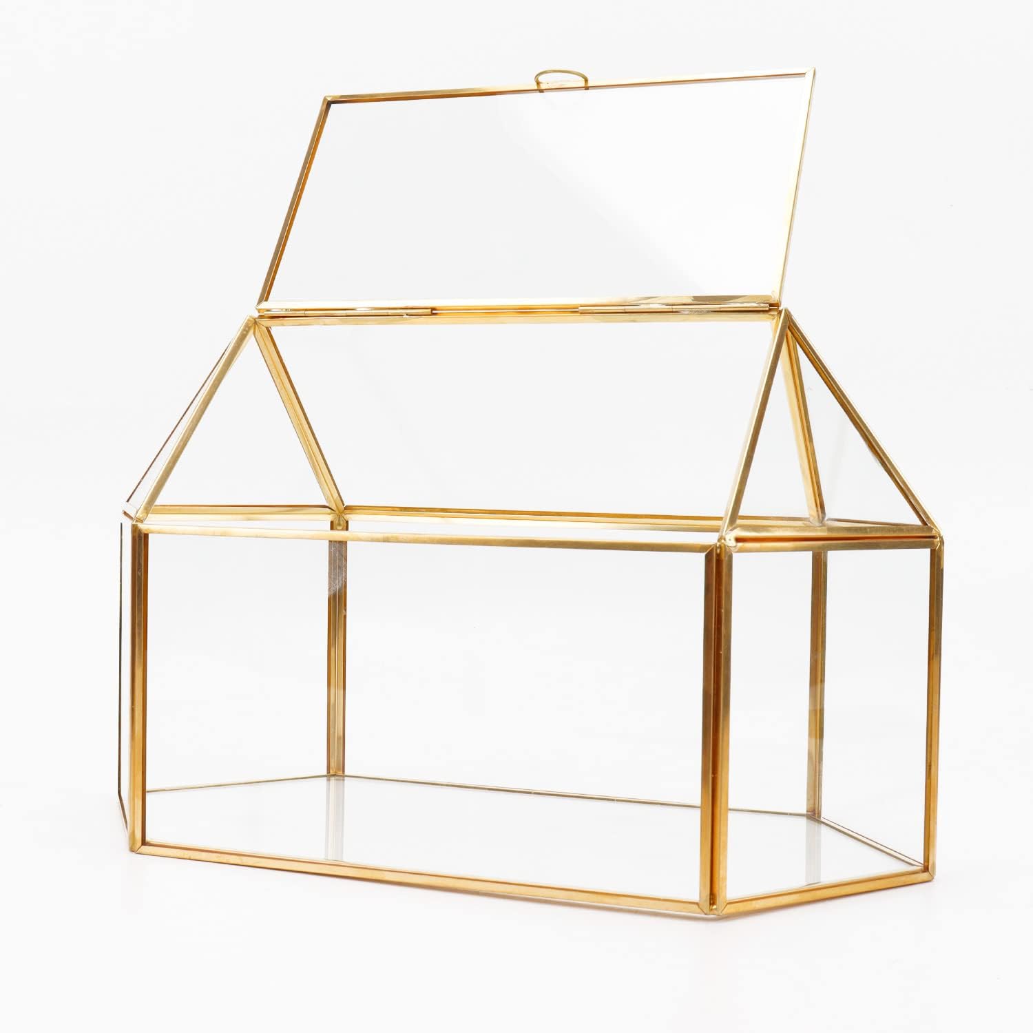 Golden Brass Glass Cards Box W4442