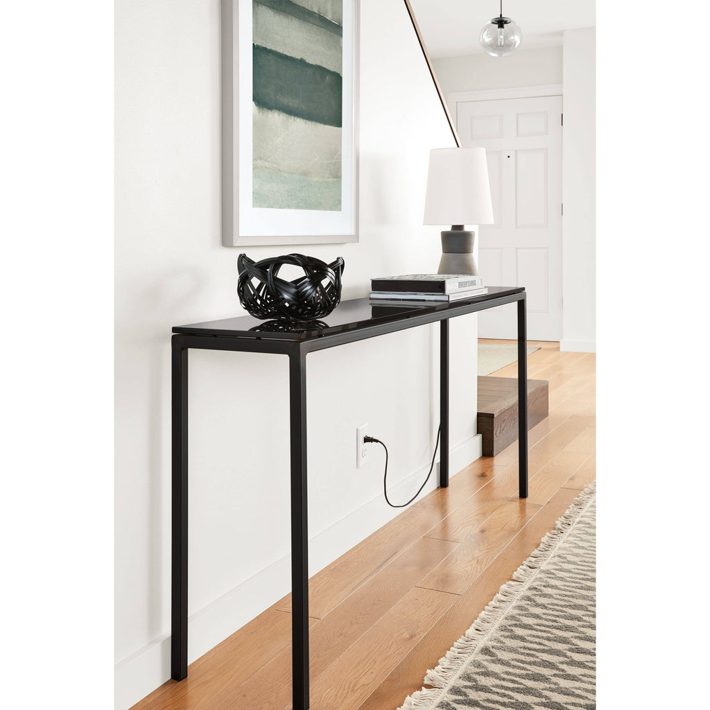 Walnut Console Table with Ocean Blue Base S893