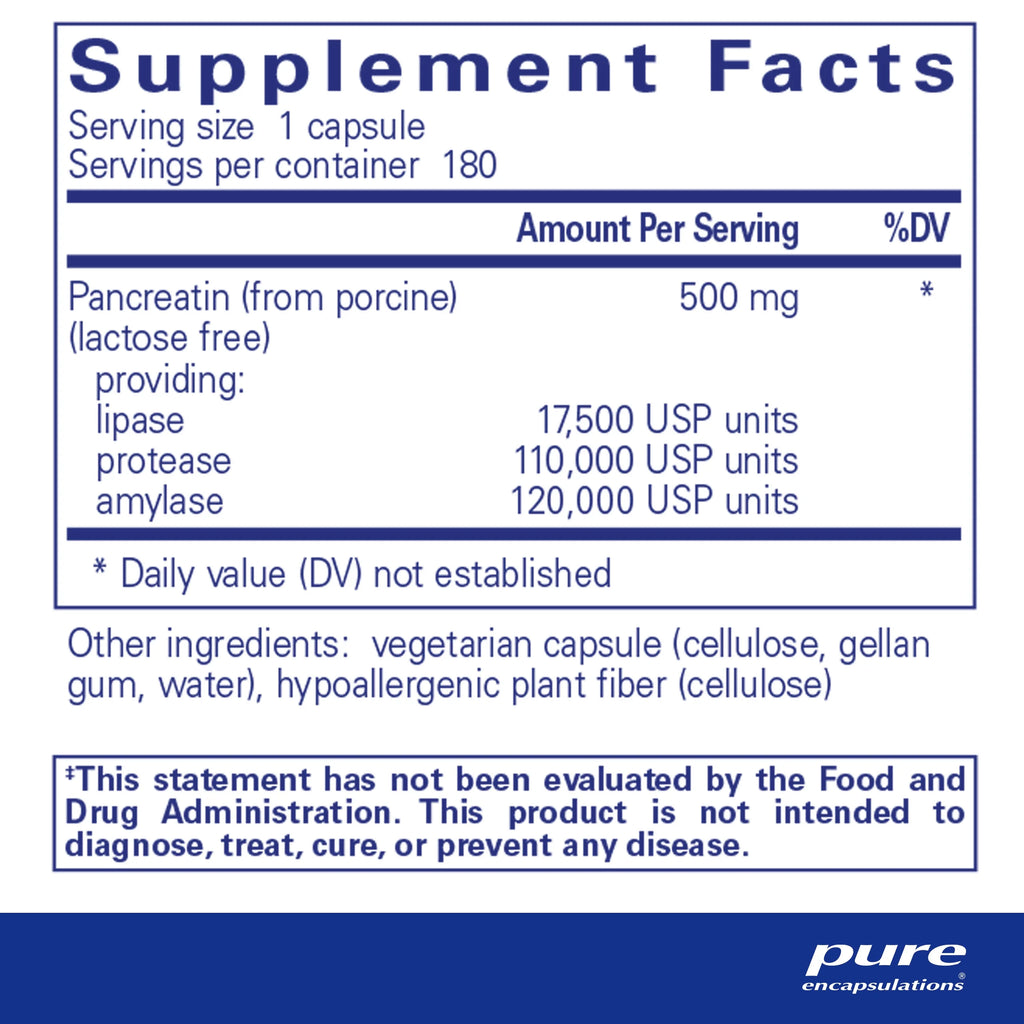 180 Capsules Pancreatic Enzyme Supplement F748