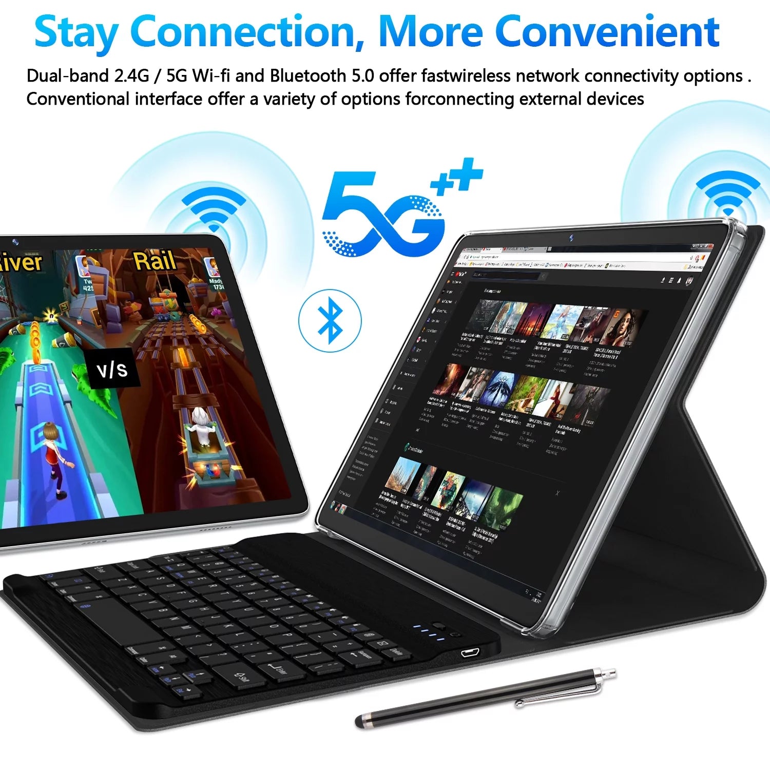Gray 10.1 inch 128GB Tablet with Keyboard V538
