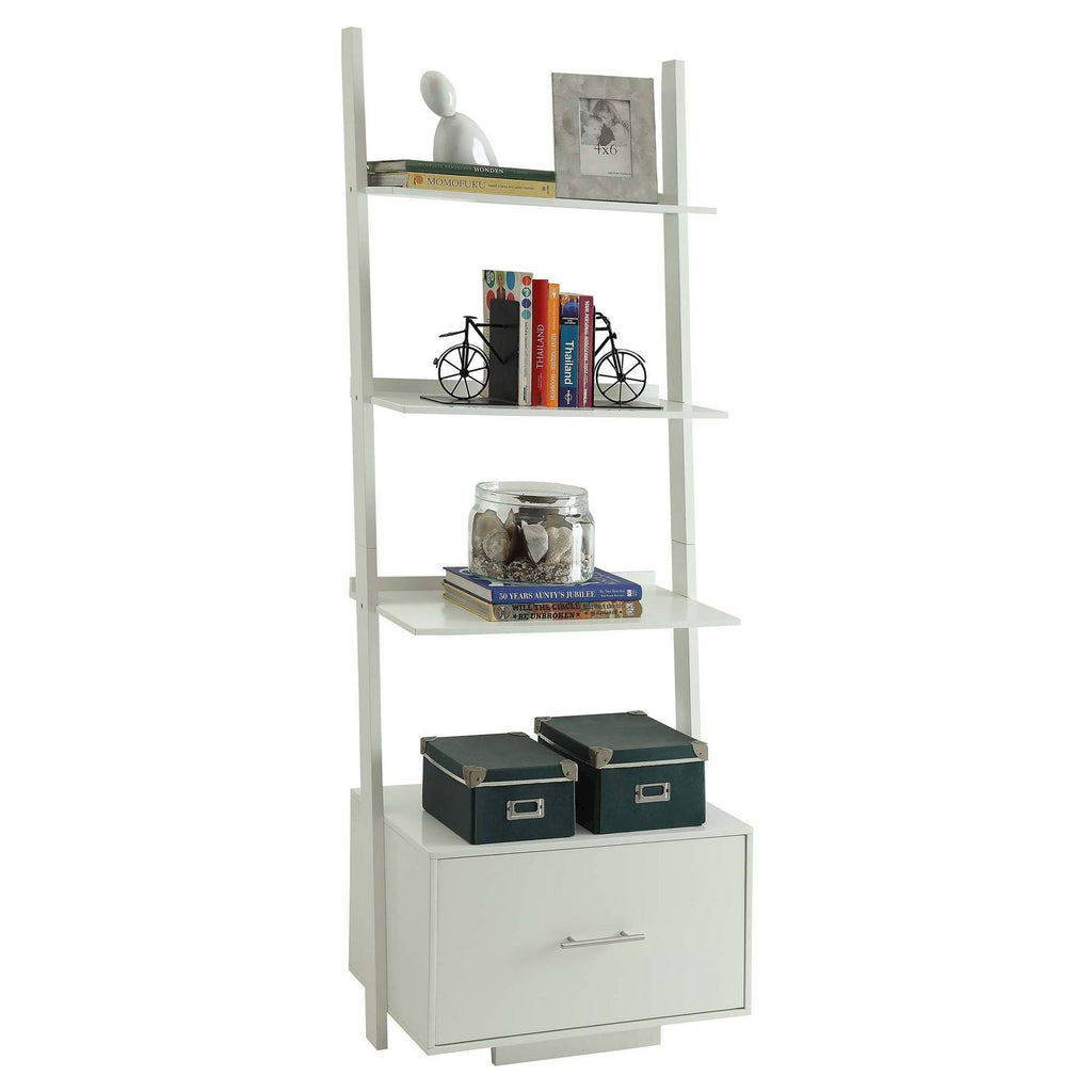 Ladder Bookcase with File Drawer Q805