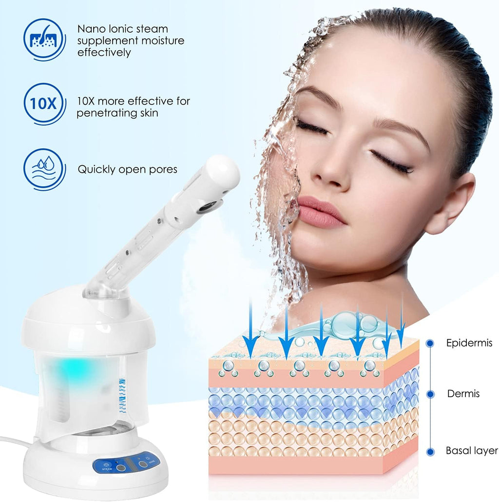 White Nano Ionic Facial Steamer with Extendable Arm A4572