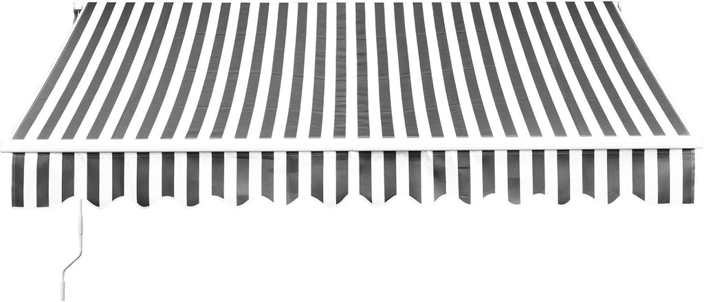 12x10 Feet Manual Retractable Patio Awning Canopy (Grey) T180