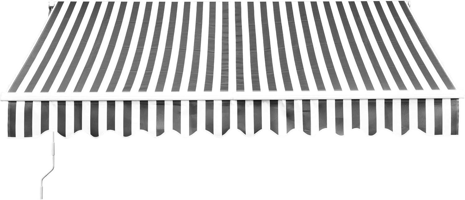 12x10 Feet Manual Retractable Patio Awning Canopy (Grey) T180