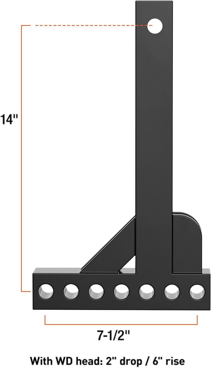 Weight Distribution Hitch Shank, 2-Inch Receiver, 6-Inch Rise D666