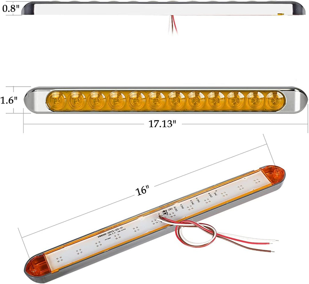 4pcs 17 Inch Chrome LED Trailer Tail Light Bar X781336