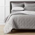 Reversible White/Gray Solid Full/Queen Linen Quilt P9178