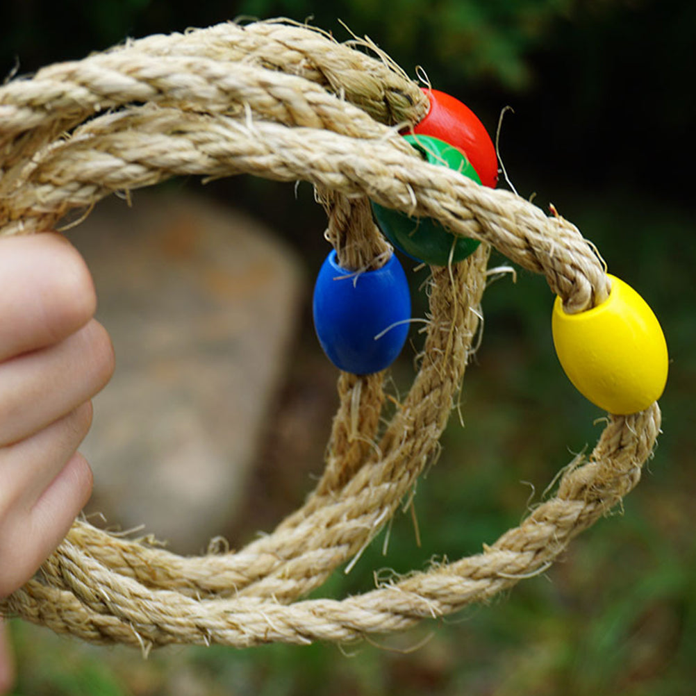 40 PCS Natural Rope Throwing Toss Rings Game Wooden Playset N32865