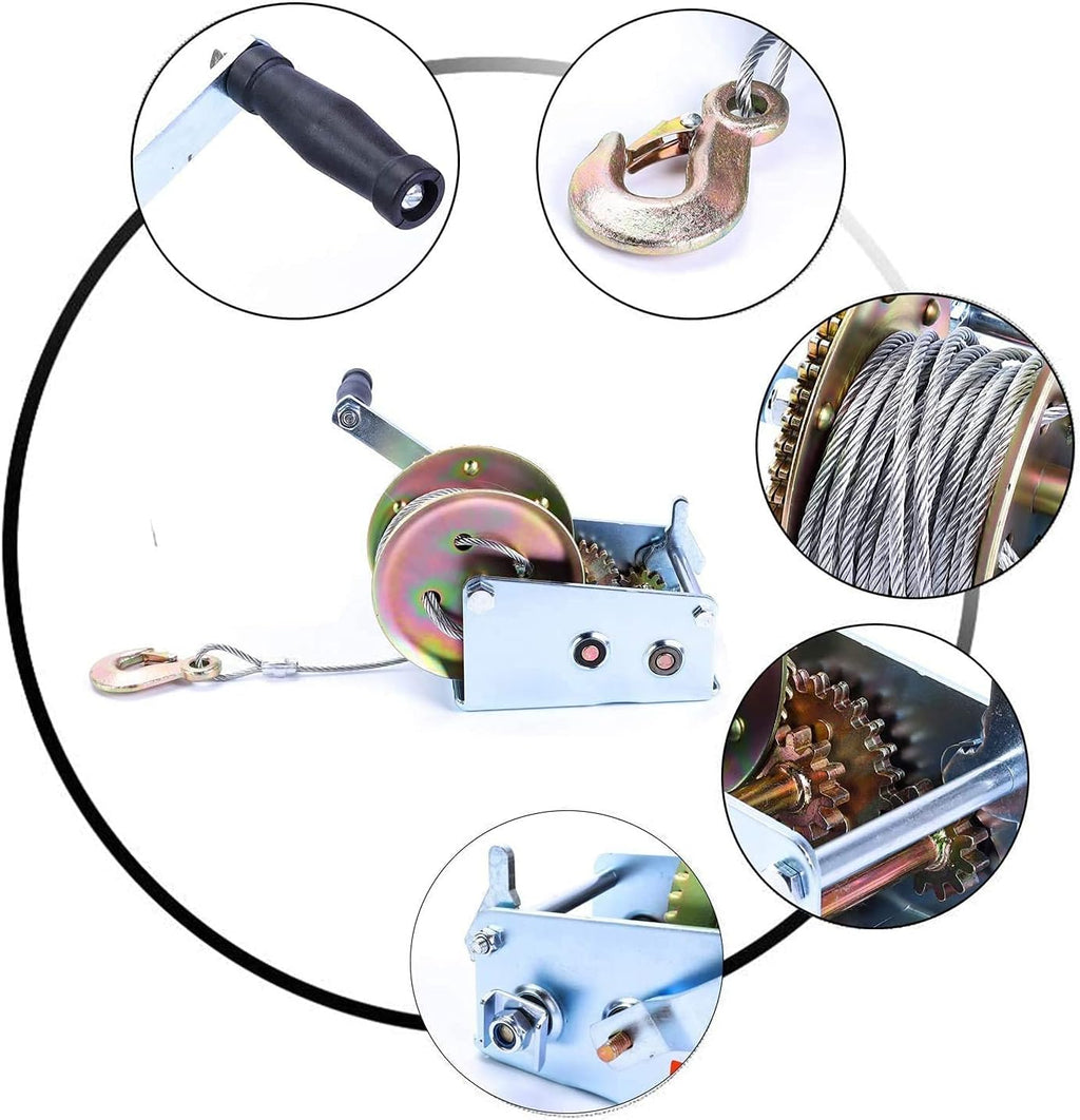 2500lbs Capacity Hand Winch with 32ft Steel Wire, Pack of 2 S9685
