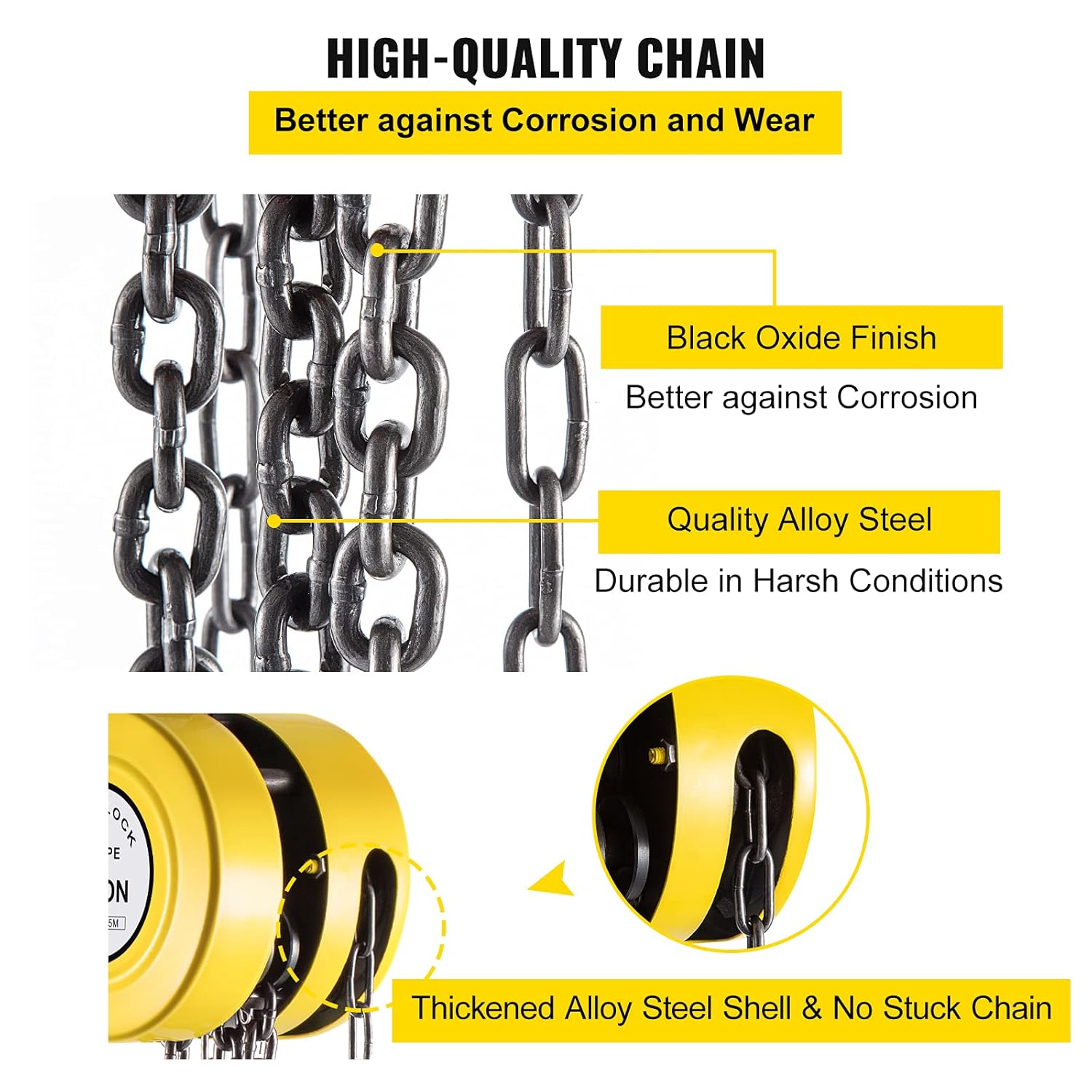 2200 lbs 1 Ton Capacity Manual Chain Block, 15ft Lift, Pack of 2 Y66907