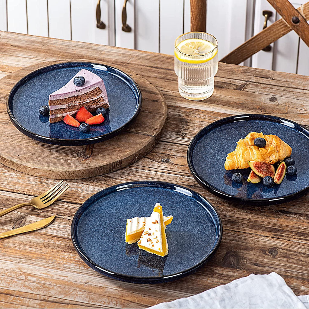 Blue 10 Inch Ceramic Dinner Plates Set of 6 R410