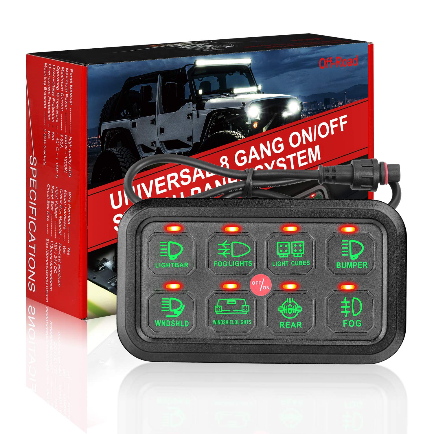 8 Gang Switch Panel Kit with Harness and Label Stickers T840