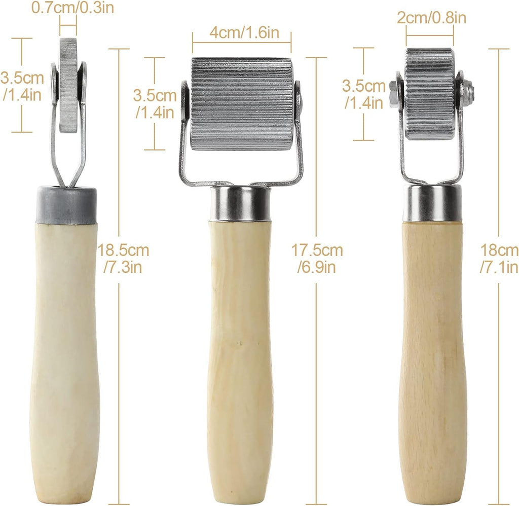 3 Pcs Car Sound Deadening Roller with Wooden Handle L7036