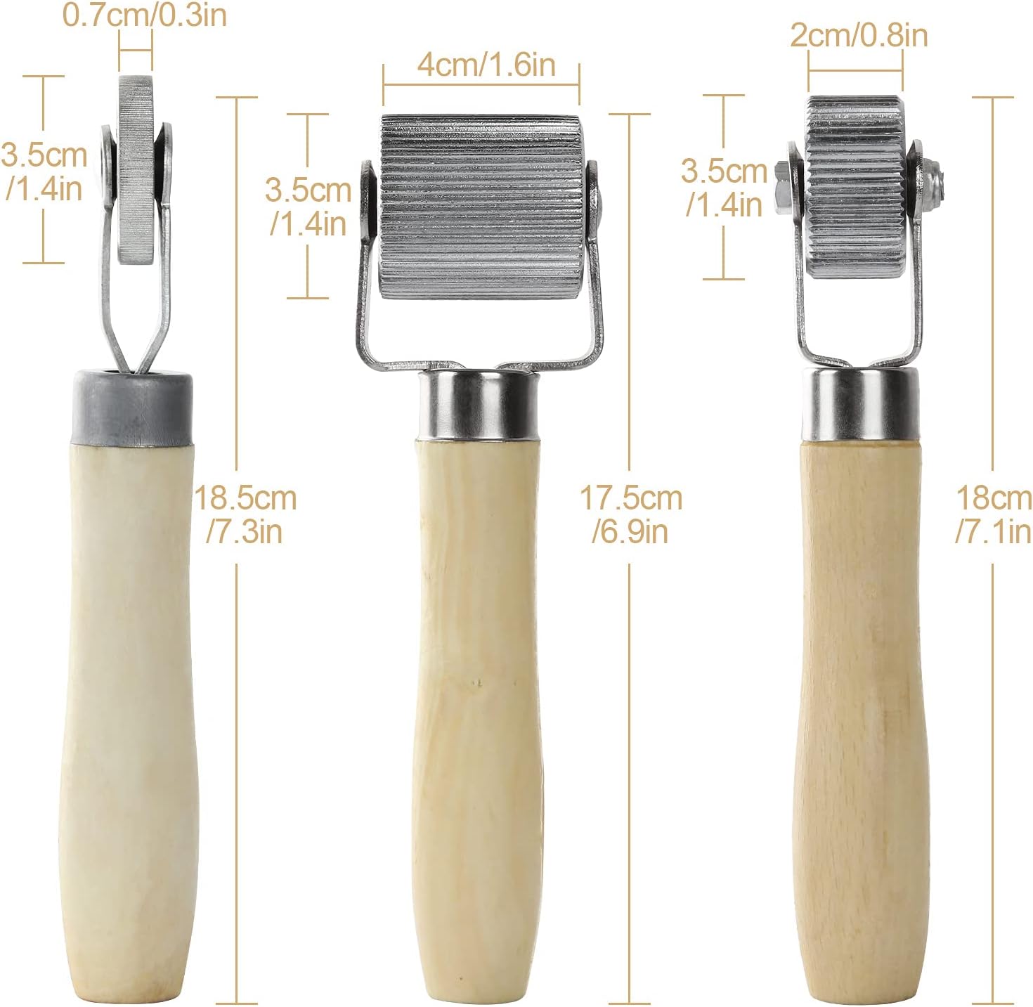 3 Pcs Car Sound Deadening Roller with Wooden Handle L7036