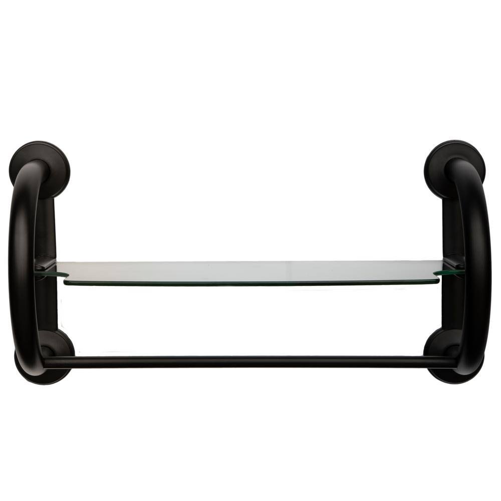 Matte Black 3-in-1 Grab Bar Towel Shelf O24081