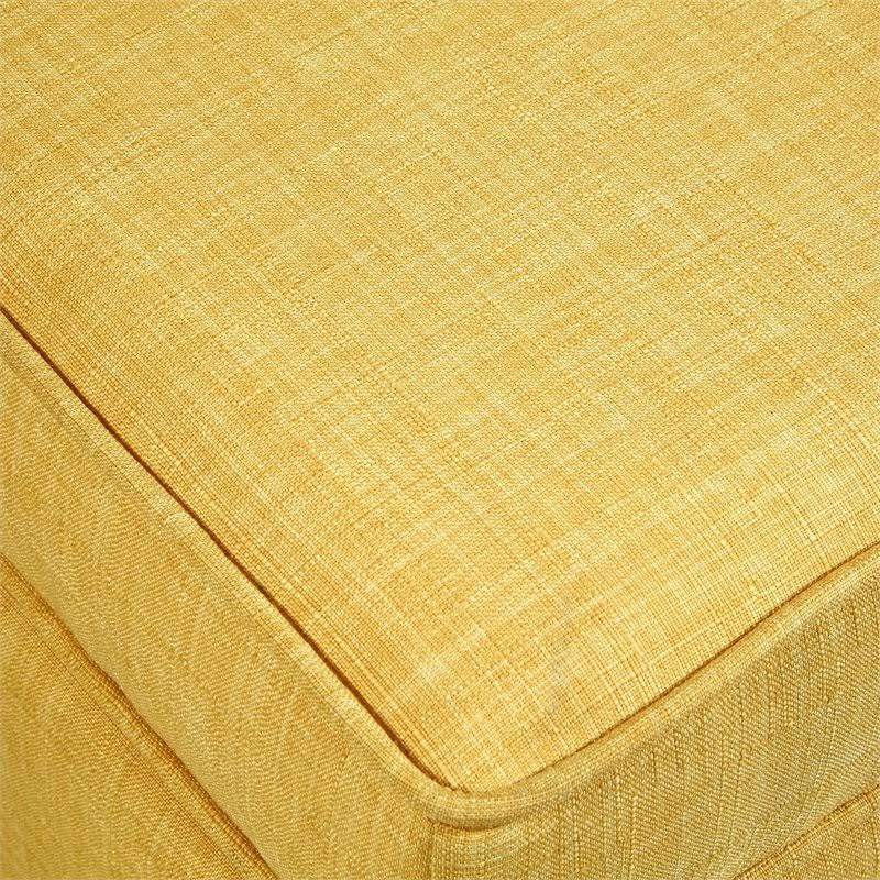Ruby Yellow Linen Cube Ottoman with Hidden Storage G5862