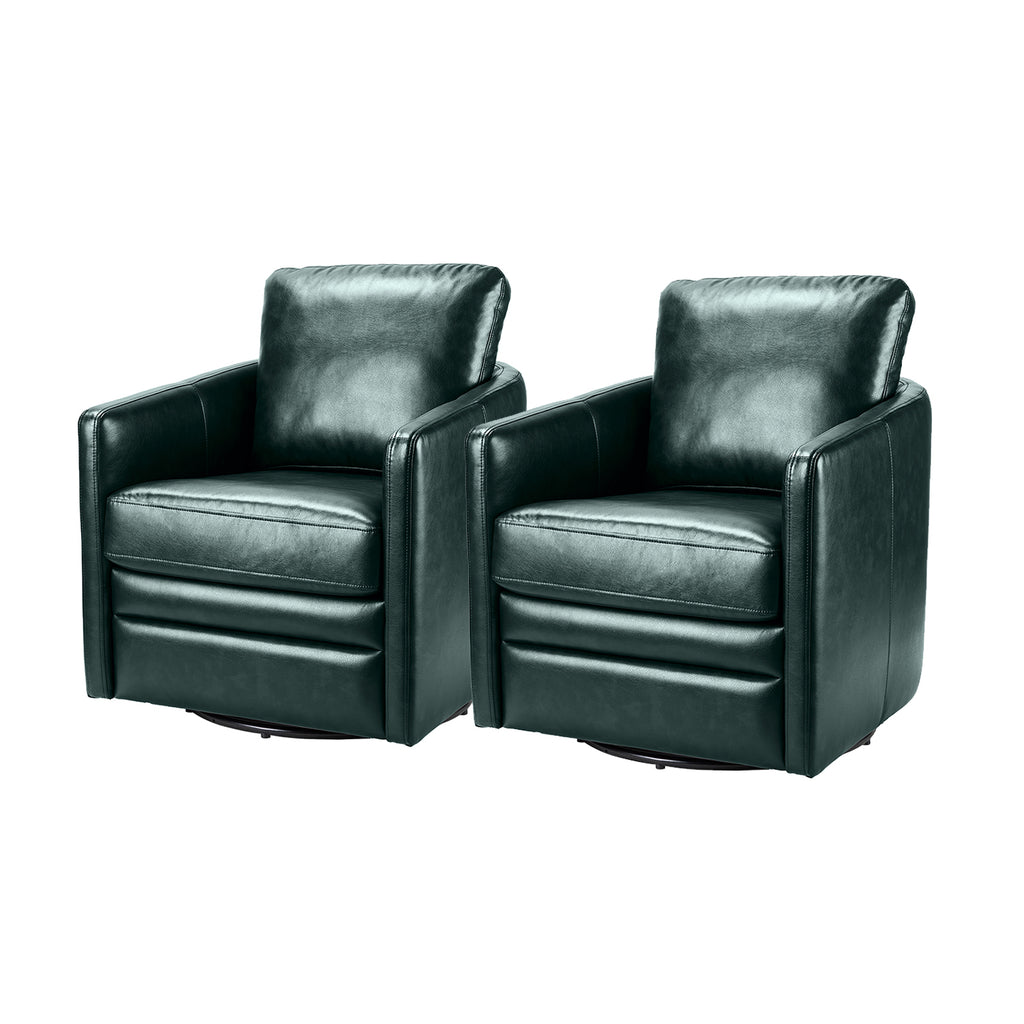Green Faux Leather Swivel Accent Chair Set of 2 O604