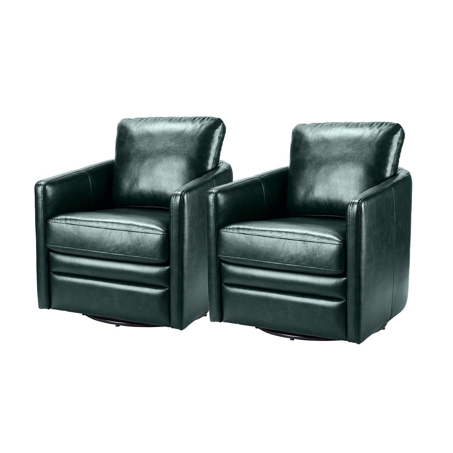 Green Faux Leather Swivel Accent Chair Set of 2 O604