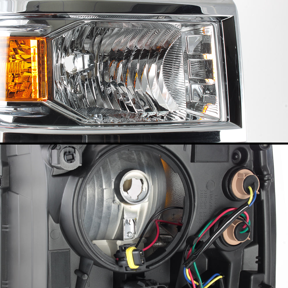 Chrome Clear Headlight Lamp Assembly Driver + Passenger Side J214