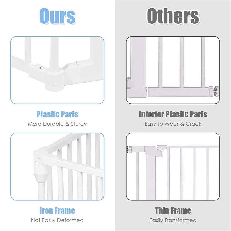 8 Panel Metal Gate Baby Pet Fence Playpen Barrier White Z366