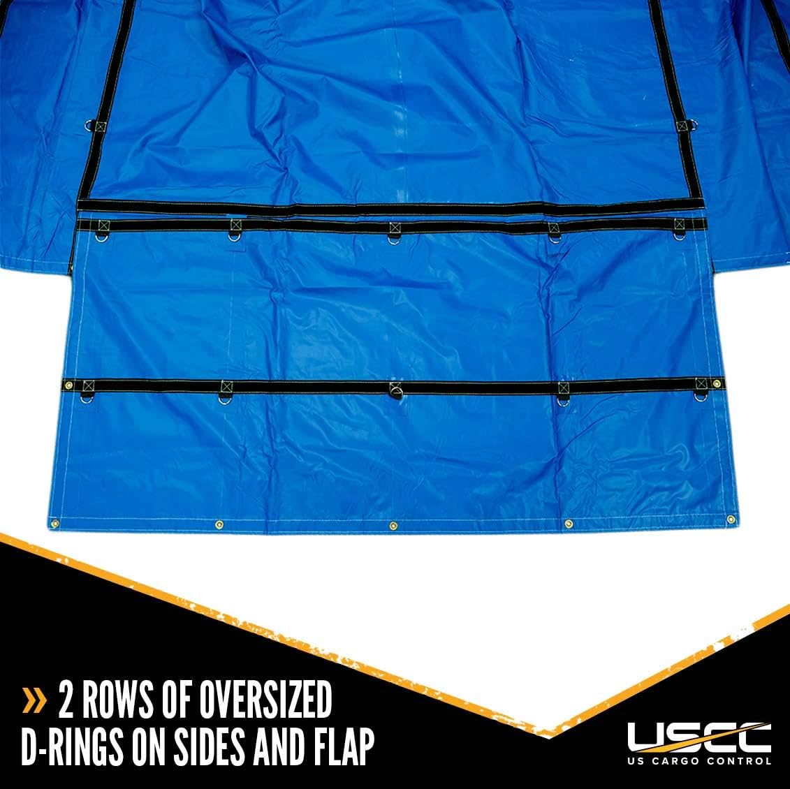 18 Ounce Blue Lumber Tarp with 4 Foot Drop and Flap M691