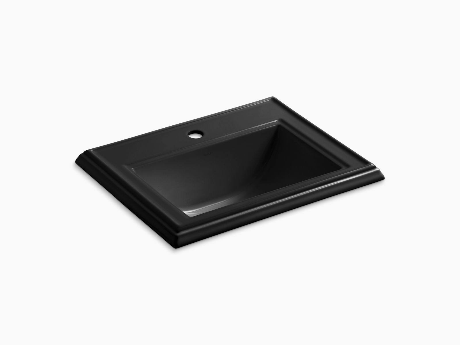 Black Drop-In Bathroom Sink with Single Faucet Hole X956