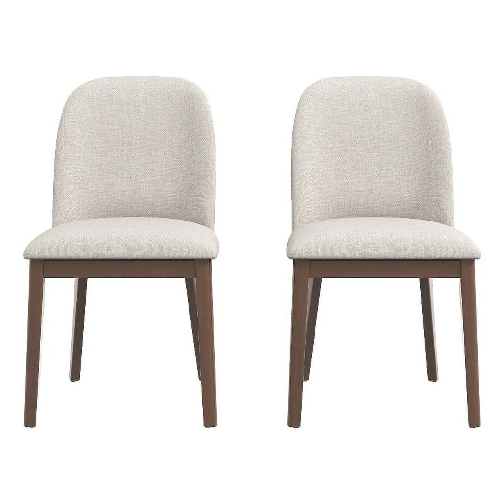 Beige Linen Fabric Dining Chairs Set of 2 B642237