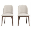Beige Linen Fabric Dining Chairs Set of 2 B642237
