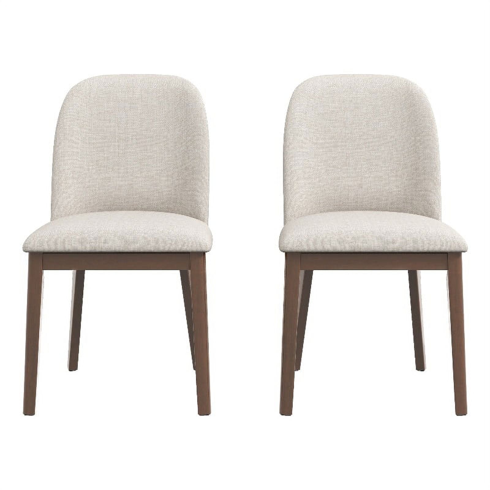 Beige Linen Fabric Dining Chairs Set of 2 B642237