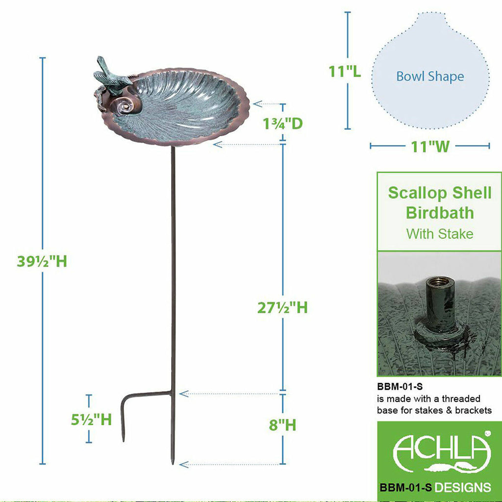 Scallop Shell Birdbath with Stand D11948