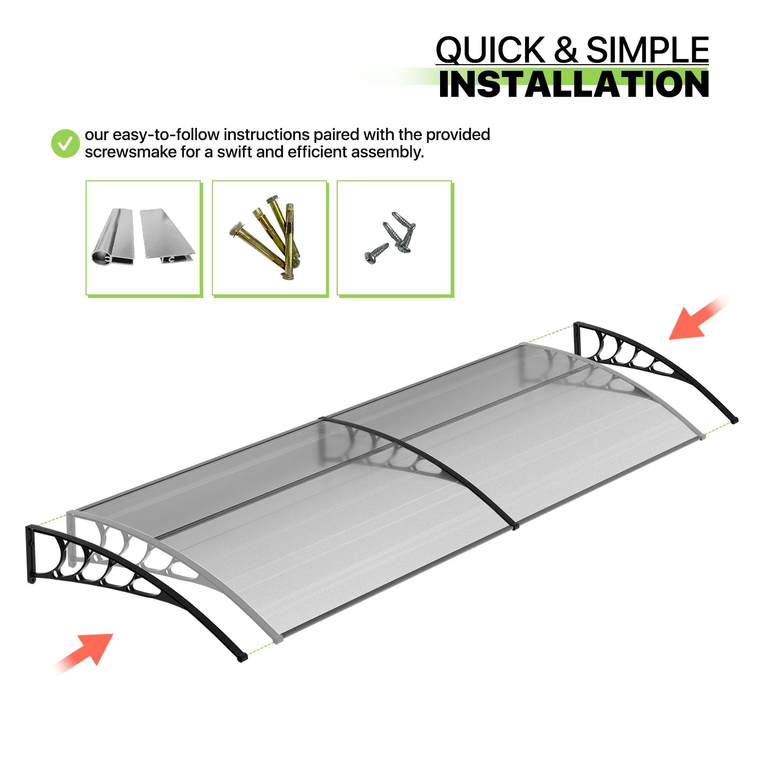 Black Polycarbonate Window Awning & Door Canopy I2923