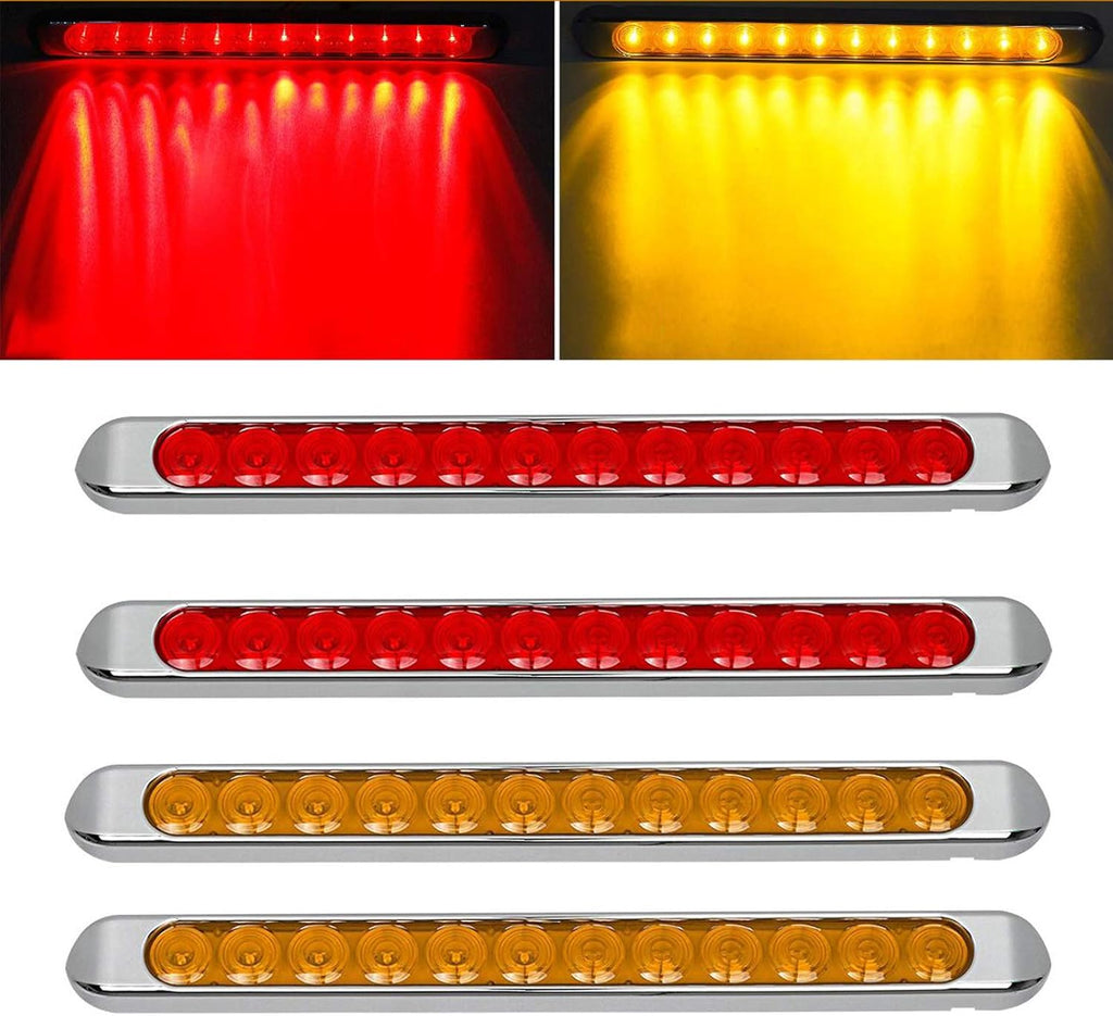 4pcs 17 Inch Chrome LED Trailer Tail Light Bar X781336