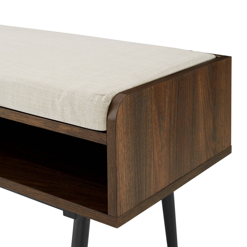 Dual Compartment Entry Bench Dark Walnut/Oatmeal S5944