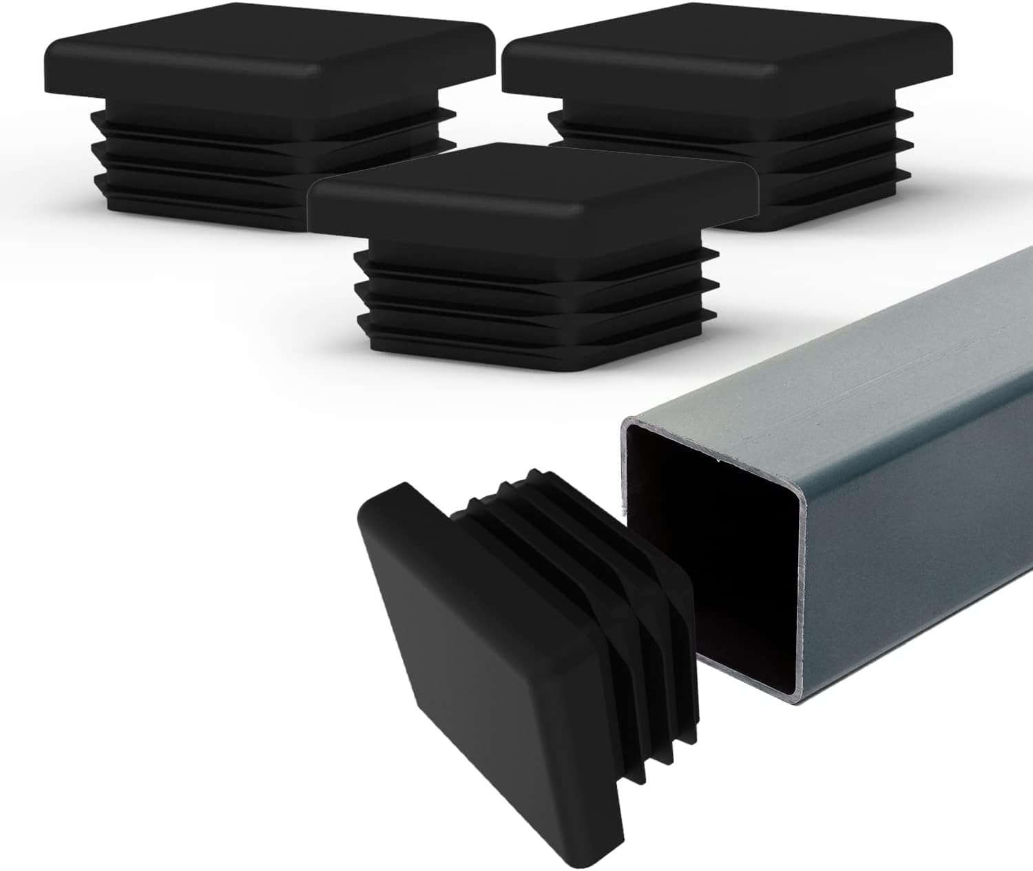 2 Inch Square Black Plastic Plug Insert (50 Pack) L972227