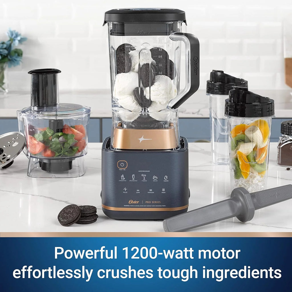 Kitchen System with XL 9-Cup Tritan Jar, Food Processor, 2 Blend-n-Go Cups, Mini Jar and Tamper Tool, Dark Blue Z7186
