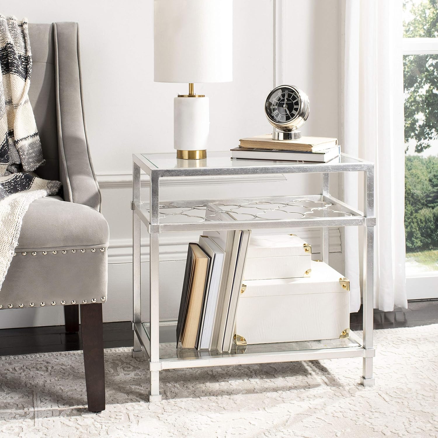 Gold Leaf Glass Side Table O393039