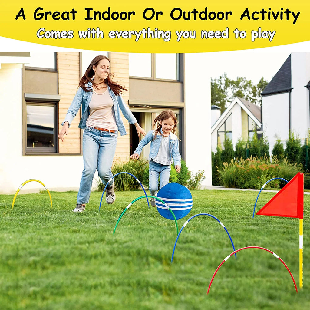 Giant Kick Croquet Game Set with Inflatable Croquet Balls, Wickets & Finish Flags U893754