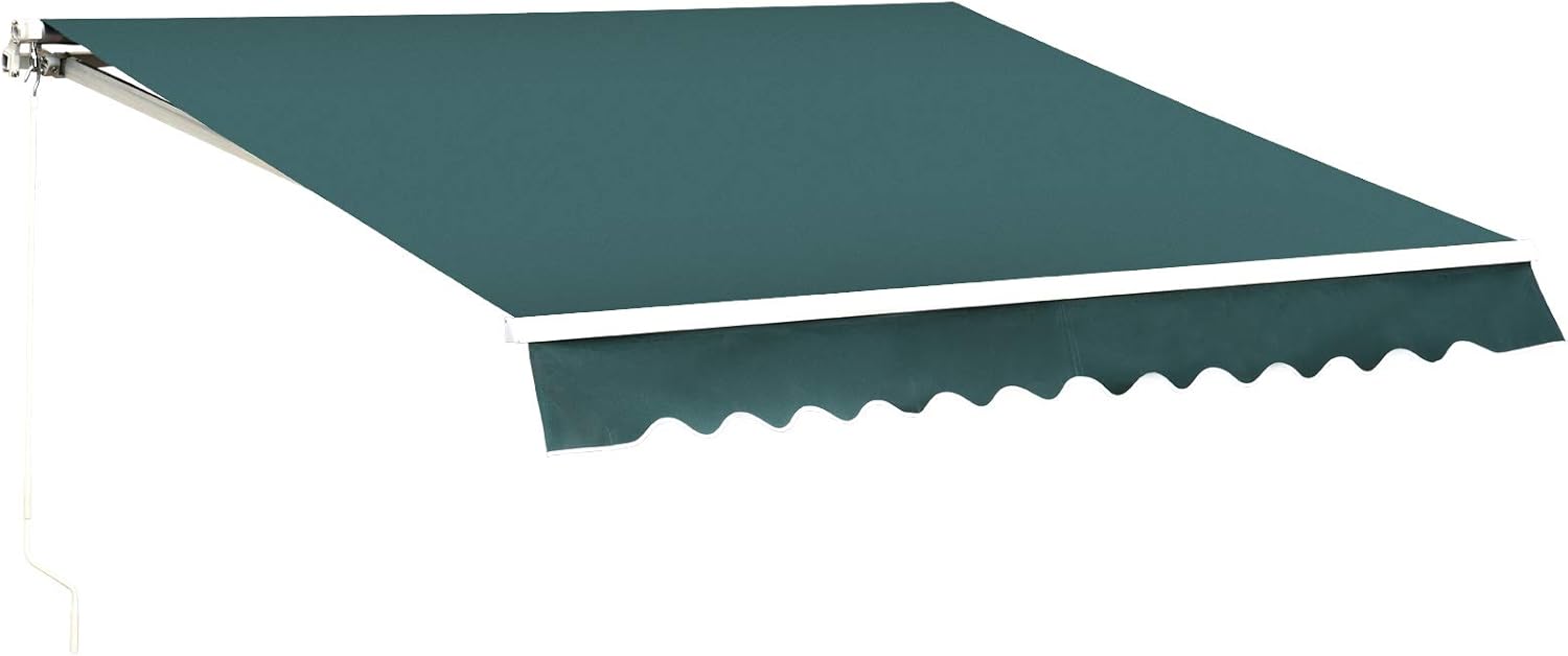 12x10 Feet Manual Retractable Patio Awning Canopy (Grey) T180